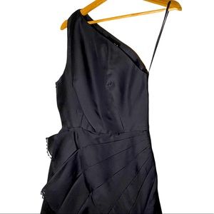 Vintage Akira Saks 5th Ave Black Formal Gown with Lace Detail and Ruffles